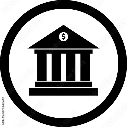 Bank building with dollar symbol icon. Modern bank building representing financial institution icon isolated on transparent background. Concept of investment planning and financial transaction.