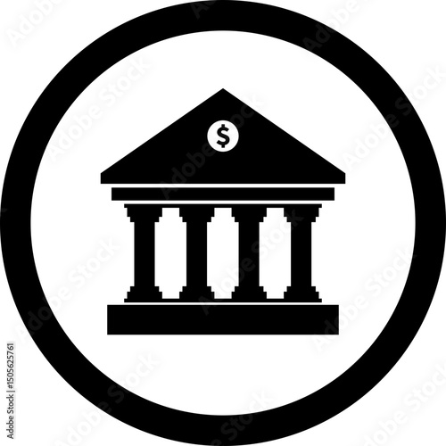 Bank building with dollar symbol icon. Modern bank building representing financial institution icon isolated on transparent background. Concept of investment planning and financial transaction.