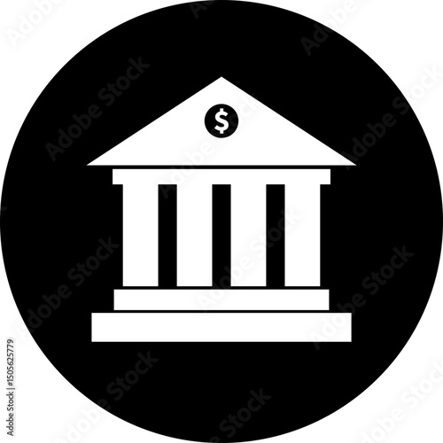 Bank building with dollar symbol icon. Modern bank building representing financial institution icon isolated on transparent background. Concept of investment planning and financial transaction.