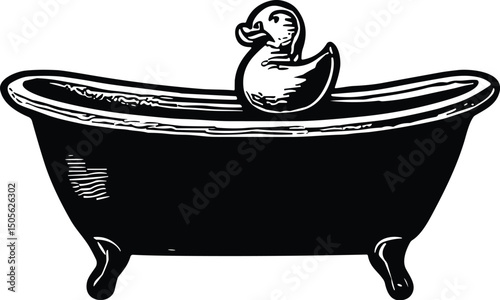 Bathtub vector black silhouette cricut design for T-Shirt