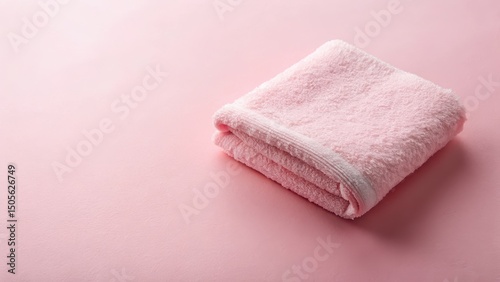 Soft Pink Towel on Pastel Surface, calming atmosphere, soft pink towel,  calming atmosphere