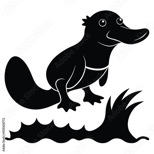 Platypus Silhouette Australian Monotreme Animal Illustration