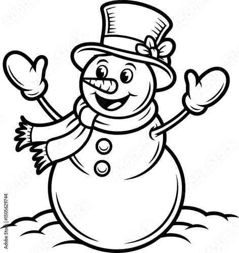 Happy snowman winter holiday cheerful cartoon