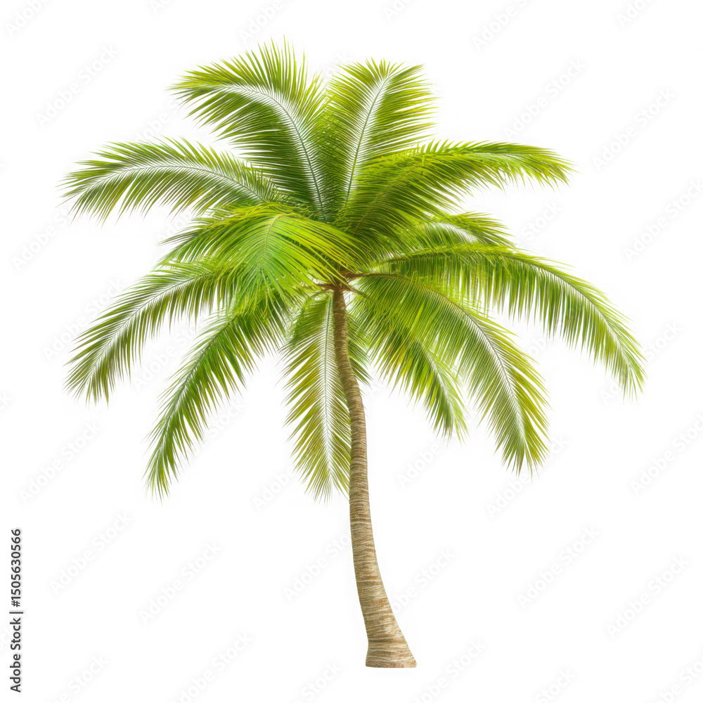 Obraz premium Palm tree with green leaves on transparent background