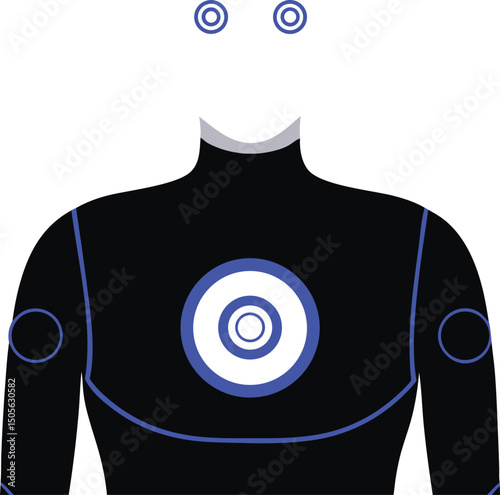 Futuristic humanoid robot silhouette design with transparent background for creative applications