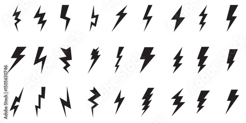 Lightning icon set. electric icon vector. power icon. energy sign,  Electric sign and symbol. Power icon. Energy sign. Lightning power icon, vector illustration. eps 10