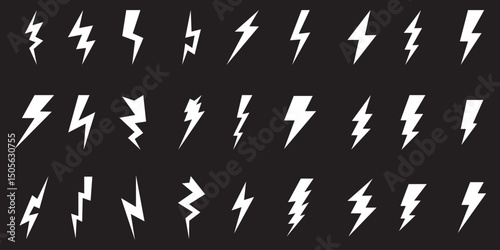 Lightning icon set. electric icon vector. power icon. energy sign,  Electric sign and symbol. Power icon. Energy sign. Lightning power icon, vector illustration. eps 10