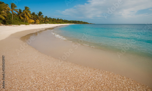 바닷가 모래사장과 아름다운 풍경 파도