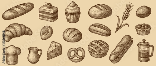 An artistic rendering showcasing an array of delectable french pastries on a neutral background