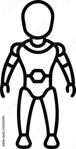High detail black silhouette of a futuristic humanoid robot character in 3d render