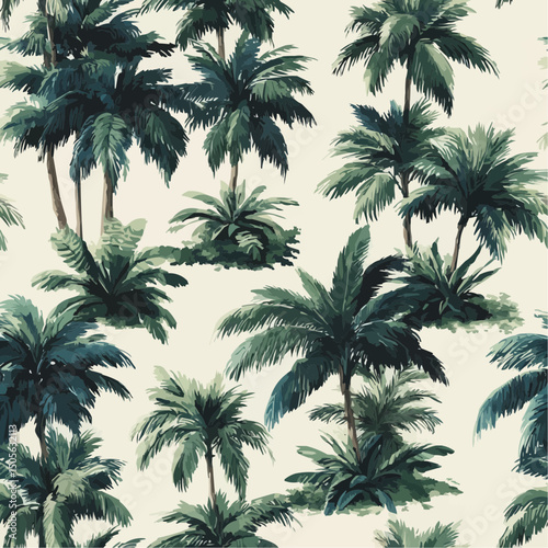 2 color palm pattern on white background