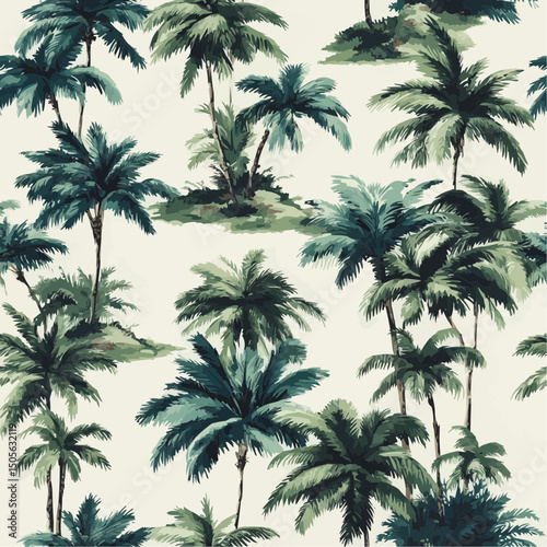 2 color palm pattern on white background