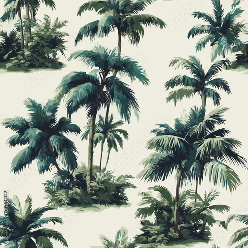 2 color palm pattern on white background
