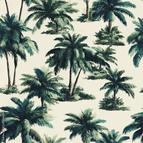 2 color palm pattern on white background