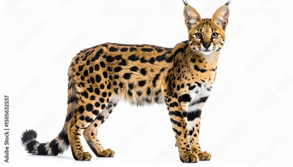 Obraz premium full body running Serval Cat on isolated white background
