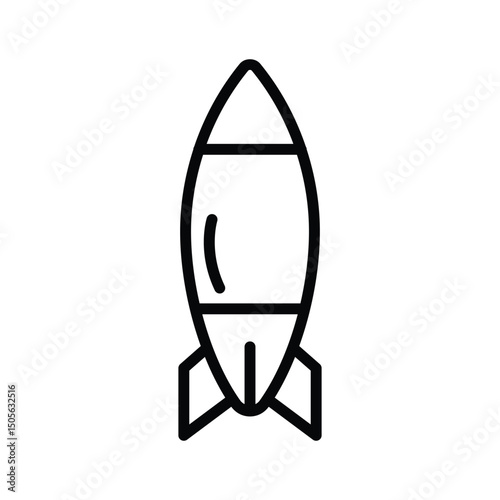 Simple bomb icon. Line art design.  Military, warfare concept.