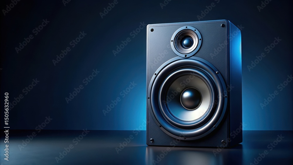 High-quality audio speaker with sleek and modern design on a dark blue background High-quality audio speaker with sleek and modern design on a dark blue background