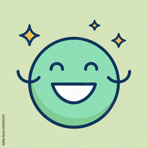 Happy sparkling face icon illustration expressing joy and good emotion vibe