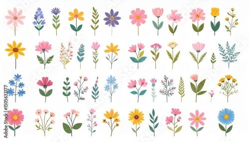Colorful Pixel Art Flower Collection