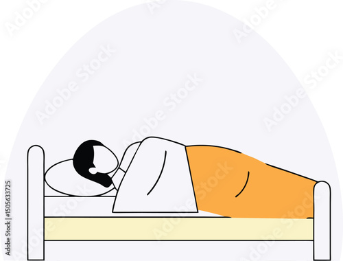 Illustration of a sleeping person in bed suitable for design projects