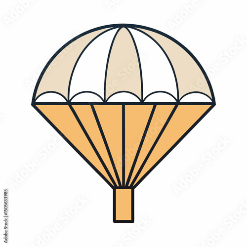 Stylized Cartoon Parachute in Tan and White on a Minimalist Background