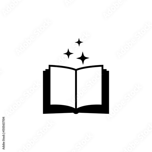 Open Big Book, Encyclopedia or Bible Solid Flat Vector Icon Isolated on White Background.