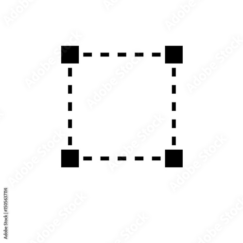 Schematic Graphic Wireframe Square Shape Solid Flat Vector Icon Isolated on White Background.