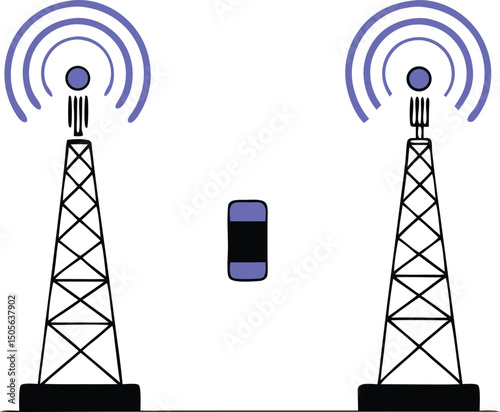 Minimalist illustration of wi fi signal symbol and connection indicator on black background