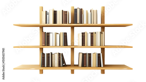 Modern Bookshelf Isolated on Transparent Background for Interior Design Projects