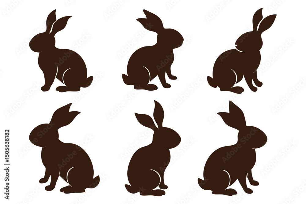 Fototapeta premium set of rabbits, rabbit silhouette set vector