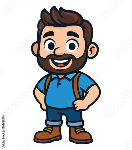 Friendly Bearded Adventurer illustration logo design clipart mascot