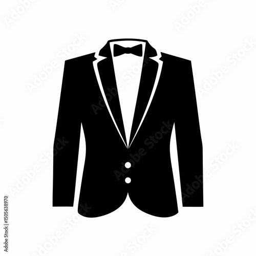 Formal Black Suit with Bowtie Silhouette vector.