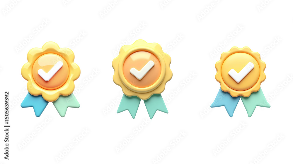 Obraz premium 3d cute check mark badge png