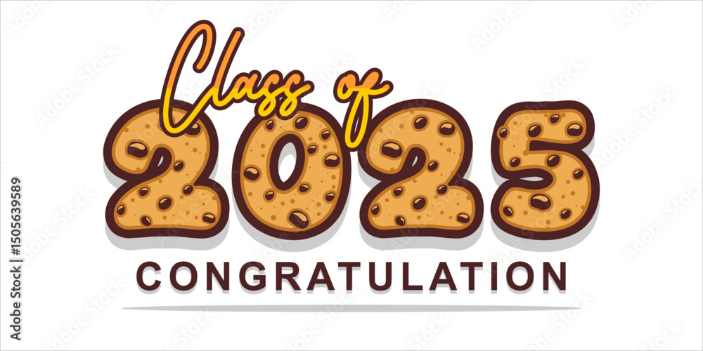 Fototapeta premium Typography text illustration for class of 2025 graduation, class of 2025 design.