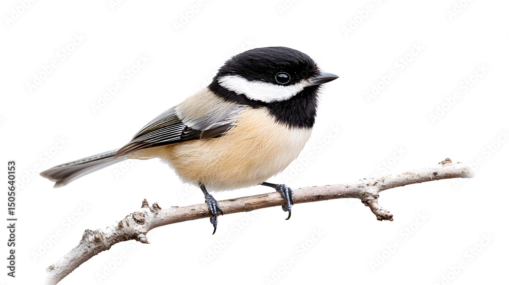 Charming Chickadee with Black Cap and White Feathers in Nature Charming Chickadee with Black Cap and White Feathers in Nature