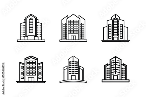 condominium line art vector illustration