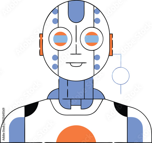 Modern robot illustration with transparent elements suitable for various design projects