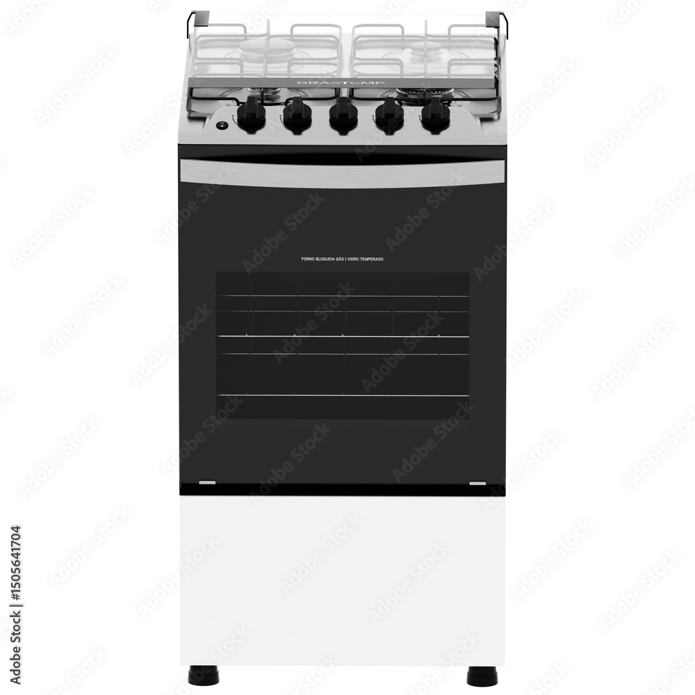 Fototapeta premium 3d render modern black gas stove with transparent background