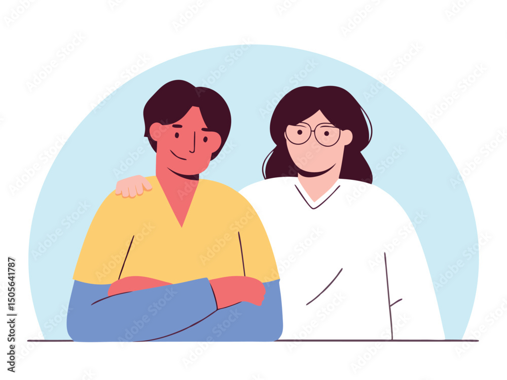 Fototapeta premium Supportive Friends Happy Together Vector Illustration