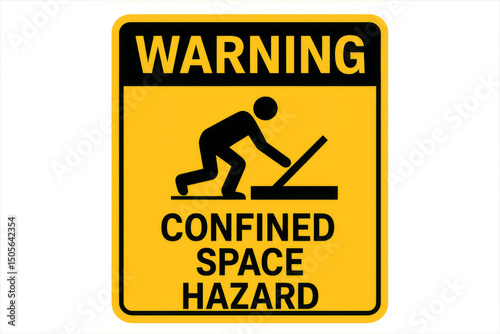 Warning confined space hazard sign with transparent background