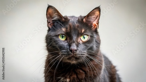 Redness and swelling on a domestic black cat's face due to an allergic reaction, grooming, whisker