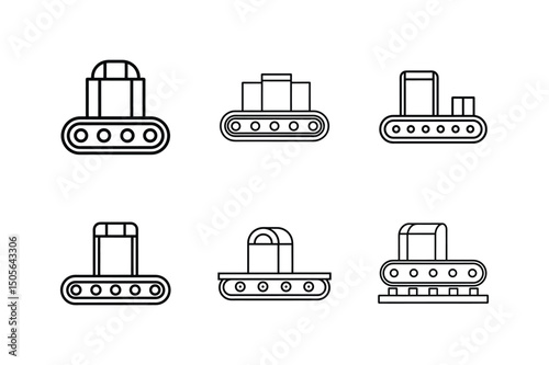 conveyor belt line art vector illustration