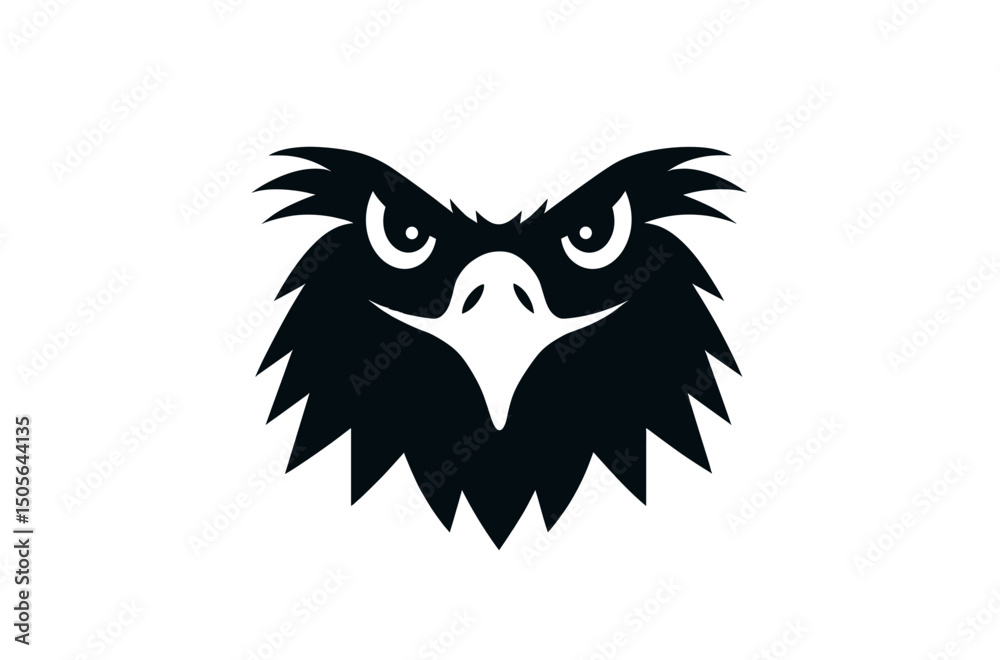 Fototapeta premium Stylized Black And White Eagle Head Graphic. minimalist vector icon