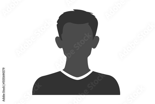 Gray Silhouette of a Person in a Dark Shirt. minimalist vector icon logo