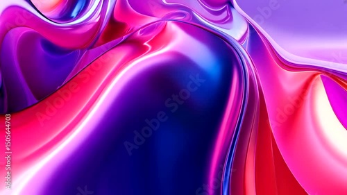 Smooth, iridescent, fluid forms shimmer in pink, purple, and blue, creating an abstract, visually striking and futuristic background