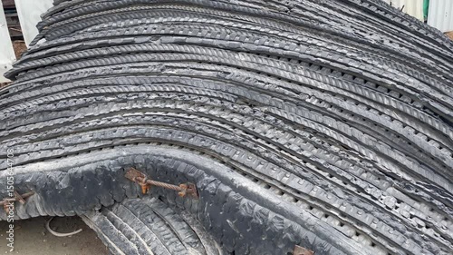 old used tire layers in construction site