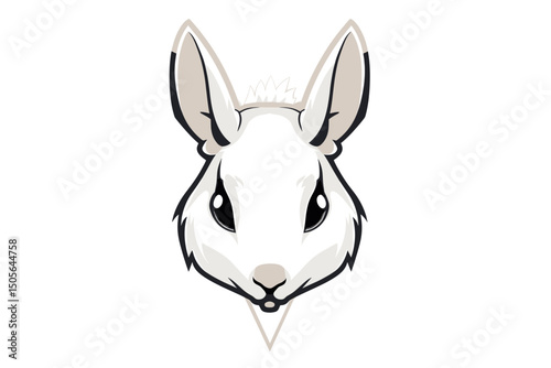 White Rabbit Close Up Illustration. minimalist vector icon logo