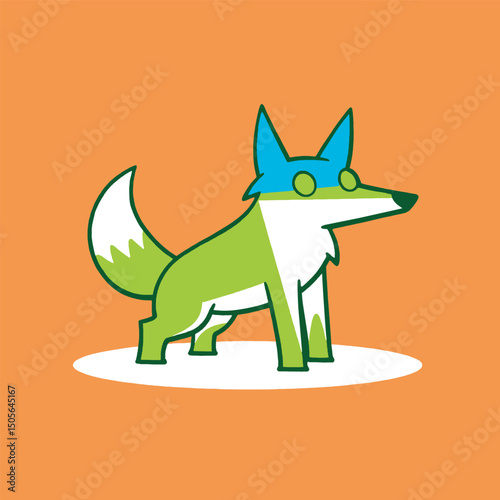  fantasy green fox mascot for games and kids content