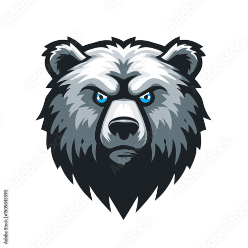 Stylized Grizzly Bear Head Illustration. minimalist vector icon logo