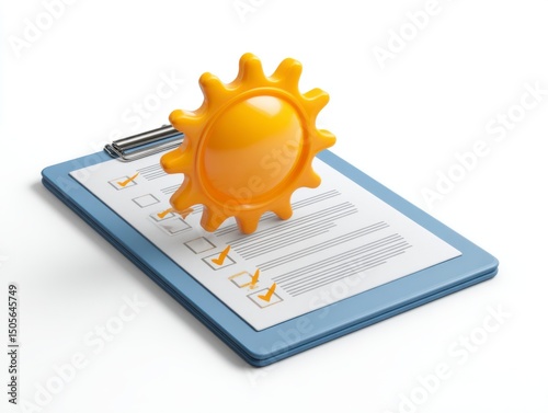 Creative Checklist with Sun Icon on Clipboard for Bright Ideas